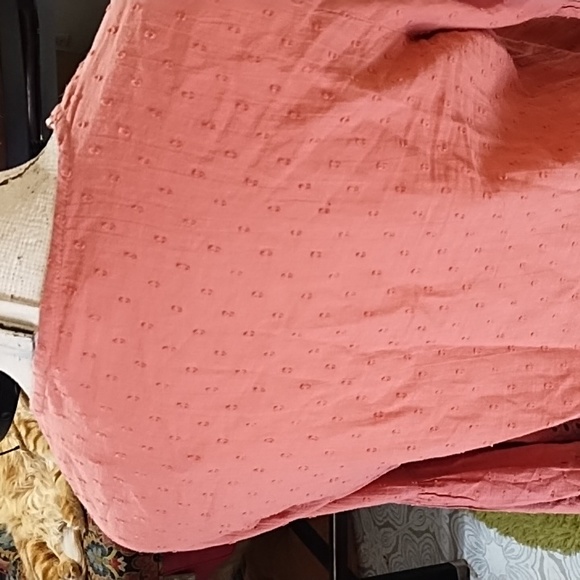 Womens Blouse Tie Front Embroidery Rustic Autumn Pumpkin spice M LOVESTITCH b46 - Picture 8 of 10